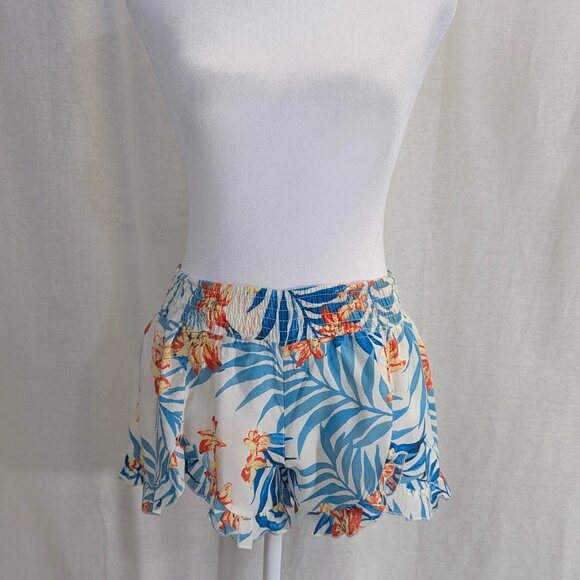 Rip Curl Size Small Tropical Ruffled Shorts Turquoise/Orange - Picture 9 of 11